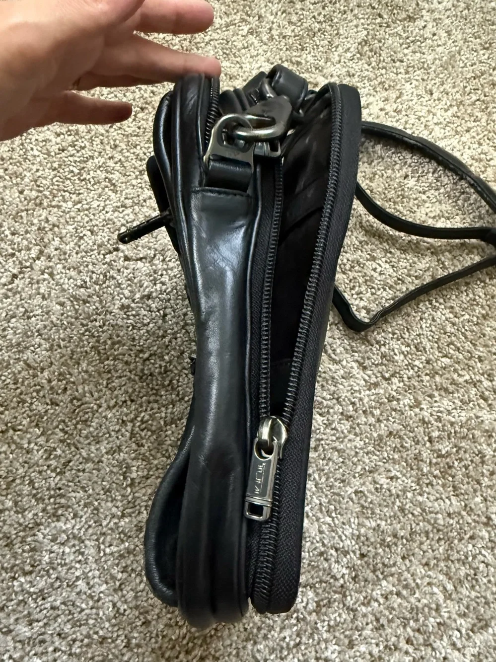 TUMI Leather Crossbody Bag - Black